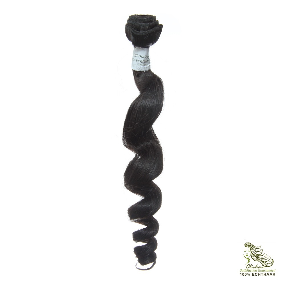 Echthaar Tressen Gewellt (Loose Wave) #1B